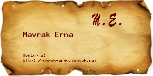 Mavrak Erna névjegykártya